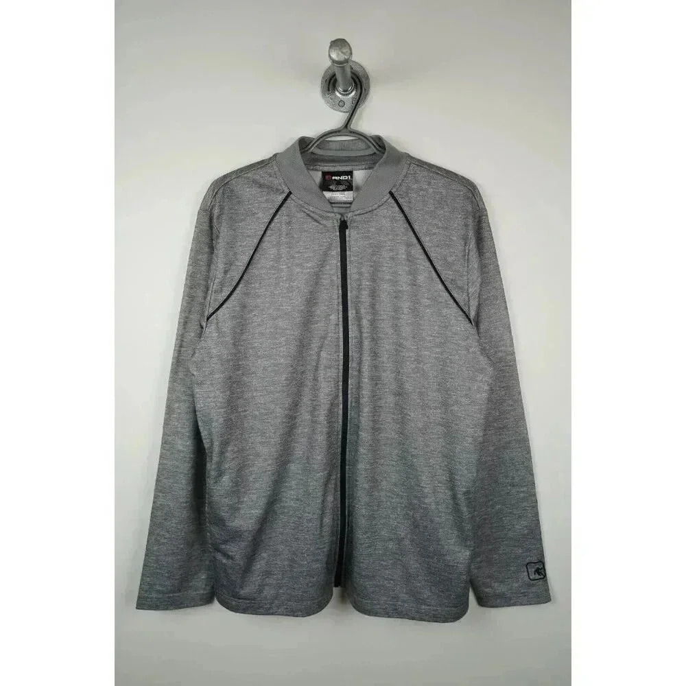 And1 Lightweight Men's Medium Gray Full Zip Jacket 100% Polyester #597